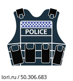 Police Vest Icon. Flat Color Design. Vector Illustration. Стоковая иллюстрация, агентство Ingram Publishing / Фотобанк Лори