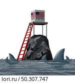 Election suppression and United States vote problem or suppressed voters in the US as a voting issue for difficulty casting votes in the ballot box for presidential or congresional elections with 3D illustration elements. Стоковое фото, агентство Ingram Publishing / Фотобанк Лори
