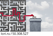 Voting challenges and election problem or voter suppression and campaign vote concept as ballots at a polling station as a maze blocking and disenfranchise a democratic right in a democracy as a 3D render elements. Стоковое фото, агентство Ingram Publishing / Фотобанк Лори