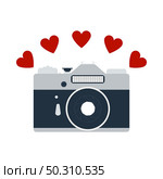 Camera With Hearts Icon. Flat Color Design. Vector Illustration. Стоковая иллюстрация, агентство Ingram Publishing / Фотобанк Лори