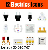 Electrics Icon Set. Flat Design. Fully editable vector illustration. Text expanded. Стоковая иллюстрация, агентство Ingram Publishing / Фотобанк Лори