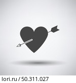 Pierced Heart By Arrow Icon. Dark Gray on Gray Background With Round Shadow. Vector Illustration. Стоковая иллюстрация, агентство Ingram Publishing / Фотобанк Лори