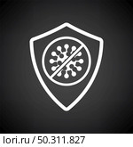 Shield From Coronavirus Icon. White on Black Background. Vector Illustration. Стоковая иллюстрация, агентство Ingram Publishing / Фотобанк Лори