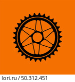 Bike Gear Star Icon. Black on Orange Background. Vector Illustration. Стоковая иллюстрация, агентство Ingram Publishing / Фотобанк Лори