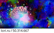 Psychedelic drug or psychedelics hallucinogenic drugs and hallucinogens representing states of consciousness and psychology or psychological hallucinating by taking mind altering substances in a 3D illustration style. Стоковое фото, агентство Ingram Publishing / Фотобанк Лори