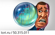 Economic bubble danger and financial burst or as a Stock market business speculation with a businessman short seller concept and overvalued inflated economy with 3D render elements. Стоковое фото, агентство Ingram Publishing / Фотобанк Лори