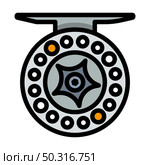 Icon Of Fishing Reel. Editable Bold Outline With Color Fill Design. Vector Illustration. Стоковая иллюстрация, агентство Ingram Publishing / Фотобанк Лори