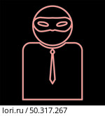 Neon the man incognito in a mask it is the red color vector illustration flat style light image. Neon the man incognito in a mask the red color vector illustration flat style image. Стоковая иллюстрация, агентство Ingram Publishing / Фотобанк Лори