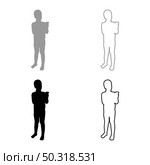 Boy holding smartphone phone Playing tablet Male using communication tool Adolescent looking phone addiction Concept dependency from modern technologies silhouette grey black color vector illustration solid outline style simple image. Boy holding smartphone phone Playing tablet Male using communication tool Adolescent looking phone addiction Concept dependency from modern technologies silhouette grey black color vector illustration solid outline style image. Стоковая иллюстрация, агентство Ingram Publishing / Фотобанк Лори