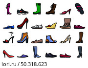 Footwear Icon Set. Editable Bold Outline With Color Fill Design. Vector Illustration. Стоковая иллюстрация, агентство Ingram Publishing / Фотобанк Лори