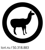 Alpaca Llama Lama Guanaco silhouette in circle round black color vector illustration solid outline style simple image. Alpaca Llama Lama Guanaco silhouette in circle round black color vector illustration solid outline style image. Стоковая иллюстрация, агентство Ingram Publishing / Фотобанк Лори