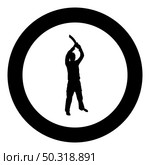 Man with sword machete from above Cold weapons in hand military man Soldier Serviceman in various positions Hunter with knife Fight poses Strong defender Warrior concept Weaponry Standing silhouette in circle round black color vector illustration solid outline style simple image. Man with sword machete from above Cold weapons in hand military man Soldier Serviceman in positions Hunter with knife Fight poses Strong defender Warrior concept Weaponry Stand silhouette in circle round black color vector illustration solid outline style image. Стоковая иллюстрация, агентство Ingram Publishing / Фотобанк Лори
