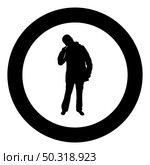 Male picking in ear using finger Male clearing earwax Clean body concept Caring for cleanliness idea Hygiene Cleanup hygienic silhouette in circle round black color vector illustration solid outline style simple image. Male picking in ear using finger Male clearing earwax Clean body concept Caring for cleanliness idea Hygiene Cleanup hygienic silhouette in circle round black color vector illustration solid outline style image. Стоковая иллюстрация, агентство Ingram Publishing / Фотобанк Лори