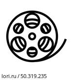 Movie Reel Icon. Editable Bold Outline Design. Vector Illustration. Стоковая иллюстрация, агентство Ingram Publishing / Фотобанк Лори