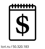 Dollar Calendar Icon. Bold outline design with editable stroke width. Vector Illustration. Стоковая иллюстрация, агентство Ingram Publishing / Фотобанк Лори