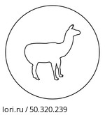 Alpaca Llama Lama Guanaco  silhouette in circle round black color vector illustration contour outline style image simple image. Alpaca Llama Lama Guanaco silhouette in circle round black color vector illustration contour outline style image . Стоковая иллюстрация, агентство Ingram Publishing / Фотобанк Лори