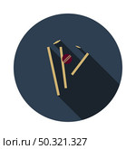 Cricket Wicket Icon. Flat Circle Stencil Design With Long Shadow. Vector Illustration. Стоковая иллюстрация, агентство Ingram Publishing / Фотобанк Лори