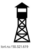 Watching tower Overview forest ranger fire site icon black color vector illustration flat style simple image. Watching tower Overview forest ranger fire site icon black color vector illustration flat style image. Стоковая иллюстрация, агентство Ingram Publishing / Фотобанк Лори