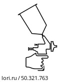 Spray gun holding in hand Sprayer using Arm use tool atomizer pulverizer contour outline icon black color vector illustration flat style simple image. Spray gun holding in hand Sprayer using Arm use tool atomizer pulverizer contour outline icon black color vector illustration flat style image. Стоковая иллюстрация, агентство Ingram Publishing / Фотобанк Лори