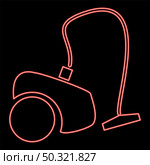 Neon vacuum cleaner red color vector illustration flat style light image. Neon vacuum cleaner red color vector illustration flat style image. Стоковая иллюстрация, агентство Ingram Publishing / Фотобанк Лори