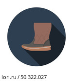 Woman Fluffy Boot Icon. Flat Circle Stencil Design With Long Shadow. Vector Illustration. Стоковая иллюстрация, агентство Ingram Publishing / Фотобанк Лори
