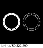 Rubber gasket with holes Grommet seal Leakage o-ring Reten icon white color vector illustration flat style simple image set. Rubber gasket with holes Grommet seal Leakage o-ring Reten icon white color vector illustration flat style image set. Стоковая иллюстрация, агентство Ingram Publishing / Фотобанк Лори