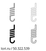 Spring with crochet spiral shape set icon grey black color vector illustration flat style simple image. Spring with crochet spiral shape set icon grey black color vector illustration flat style image. Стоковая иллюстрация, агентство Ingram Publishing / Фотобанк Лори