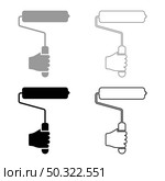 Paint roller in hand use tool arm set icon grey black color vector illustration flat style simple image. Paint roller in hand use tool arm set icon grey black color vector illustration flat style image. Стоковая иллюстрация, агентство Ingram Publishing / Фотобанк Лори