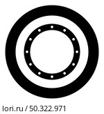 Rubber gasket with holes Grommet seal Leakage o-ring Reten icon in circle round black color vector illustration solid outline style simple image. Rubber gasket with holes Grommet seal Leakage o-ring Reten icon in circle round black color vector illustration solid outline style image. Стоковая иллюстрация, агентство Ingram Publishing / Фотобанк Лори