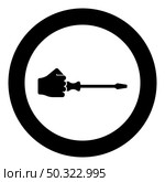 Screw driver in hand tool in use Arm with screwdriver for unscrewing icon in circle round black color vector illustration solid outline style simple image. Screw driver in hand tool in use Arm with screwdriver for unscrewing icon in circle round black color vector illustration solid outline style image. Стоковая иллюстрация, агентство Ingram Publishing / Фотобанк Лори