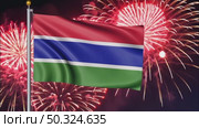 AI Generative The national flag of the independence of the state of Gambia, background of fireworks. Стоковое AI-видео, аниматор Spirit River / Фотобанк Лори