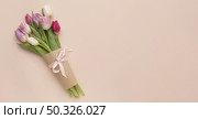 Photo Bouquet of tulips with copy space. Resolution and high quality beautiful photo. Photo Bouquet of tulips with copy space. High quality beautiful photo concept. Стоковое фото, агентство Ingram Publishing / Фотобанк Лори