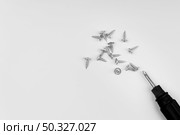 top view screwdriver with screws. Beautiful photo. top view screwdriver with screws. Стоковое фото, агентство Ingram Publishing / Фотобанк Лори
