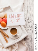 macarons breakfast cup coffee. High resolution photo. macarons breakfast cup coffee. High quality photo. Стоковое фото, агентство Ingram Publishing / Фотобанк Лори