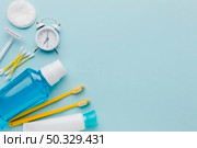dental cleaning products copy space. High resolution photo. dental cleaning products copy space. High quality photo. Стоковое фото, агентство Ingram Publishing / Фотобанк Лори