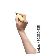 crop hand with text highlighter. High resolution photo. crop hand with text highlighter. High quality photo. Стоковое фото, агентство Ingram Publishing / Фотобанк Лори