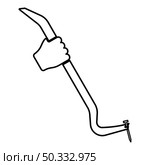 Crowbar tool in hand remove nail holder pulls contour outline icon black color vector illustration flat style simple image. Crowbar tool in hand remove nail holder pulls contour outline icon black color vector illustration flat style image. Стоковая иллюстрация, агентство Ingram Publishing / Фотобанк Лори