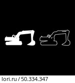 Excavator silhouette Special equipment Dusty digger Building machine icon white color vector illustration flat style simple image set. Excavator silhouette Special equipment Dusty digger Building machine icon white color vector illustration flat style image set. Стоковая иллюстрация, агентство Ingram Publishing / Фотобанк Лори
