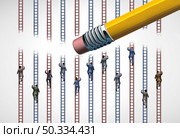 Removing oportunity as a limited career symbol of big government or business adminitration stopping growth and success with 3D illustration elements. Стоковое фото, агентство Ingram Publishing / Фотобанк Лори