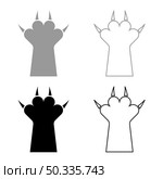 Paw with claw cat set icon grey black color vector illustration image simple flat style solid fill outline contour line thin. Paw with claw cat set icon grey black color vector illustration image flat style solid fill outline contour line thin. Стоковая иллюстрация, агентство Ingram Publishing / Фотобанк Лори