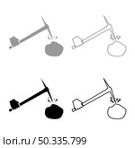 Pickaxe hit stone in hand set icon grey black color vector illustration image simple flat style solid fill outline contour line thin. Pickaxe hit stone in hand set icon grey black color vector illustration image flat style solid fill outline contour line thin. Стоковая иллюстрация, агентство Ingram Publishing / Фотобанк Лори