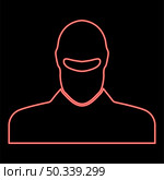 Neon man balaclava or pasamontanas red color vector illustration image flat style light. Neon man balaclava or pasamontanas red color vector illustration image flat style. Стоковая иллюстрация, агентство Ingram Publishing / Фотобанк Лори