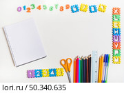 stationery near letters figures. Стоковое фото, агентство Ingram Publishing / Фотобанк Лори