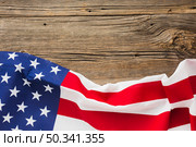 flat lay american flag wood with copy space. Стоковое фото, агентство Ingram Publishing / Фотобанк Лори