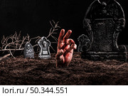 hand sticking out grave dark cemetery. Стоковое фото, агентство Ingram Publishing / Фотобанк Лори