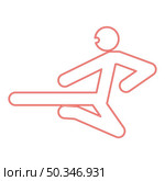 Neon ninja with kick stick red color vector illustration image flat style light. Neon ninja with kick stick red color vector illustration image flat style. Стоковая иллюстрация, агентство Ingram Publishing / Фотобанк Лори