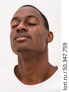 front view black man crying. Стоковое фото, агентство Ingram Publishing / Фотобанк Лори