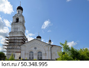 Church of All Saints with high six-tiered bell tower, 1866, Annunciation Convent of Russian Orthodox Church, Kirzhach, Vladimir region, Russia. Стоковое фото, фотограф Алексей Антипов / Фотобанк Лори