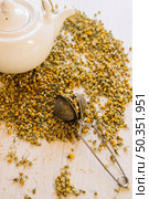strainer teapot chamomile. Стоковое фото, агентство Ingram Publishing / Фотобанк Лори