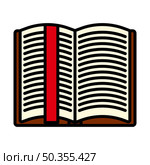 Open Book With Bookmark Icon. Editable Bold Outline With Color Fill Design. Vector Illustration. Стоковая иллюстрация, агентство Ingram Publishing / Фотобанк Лори